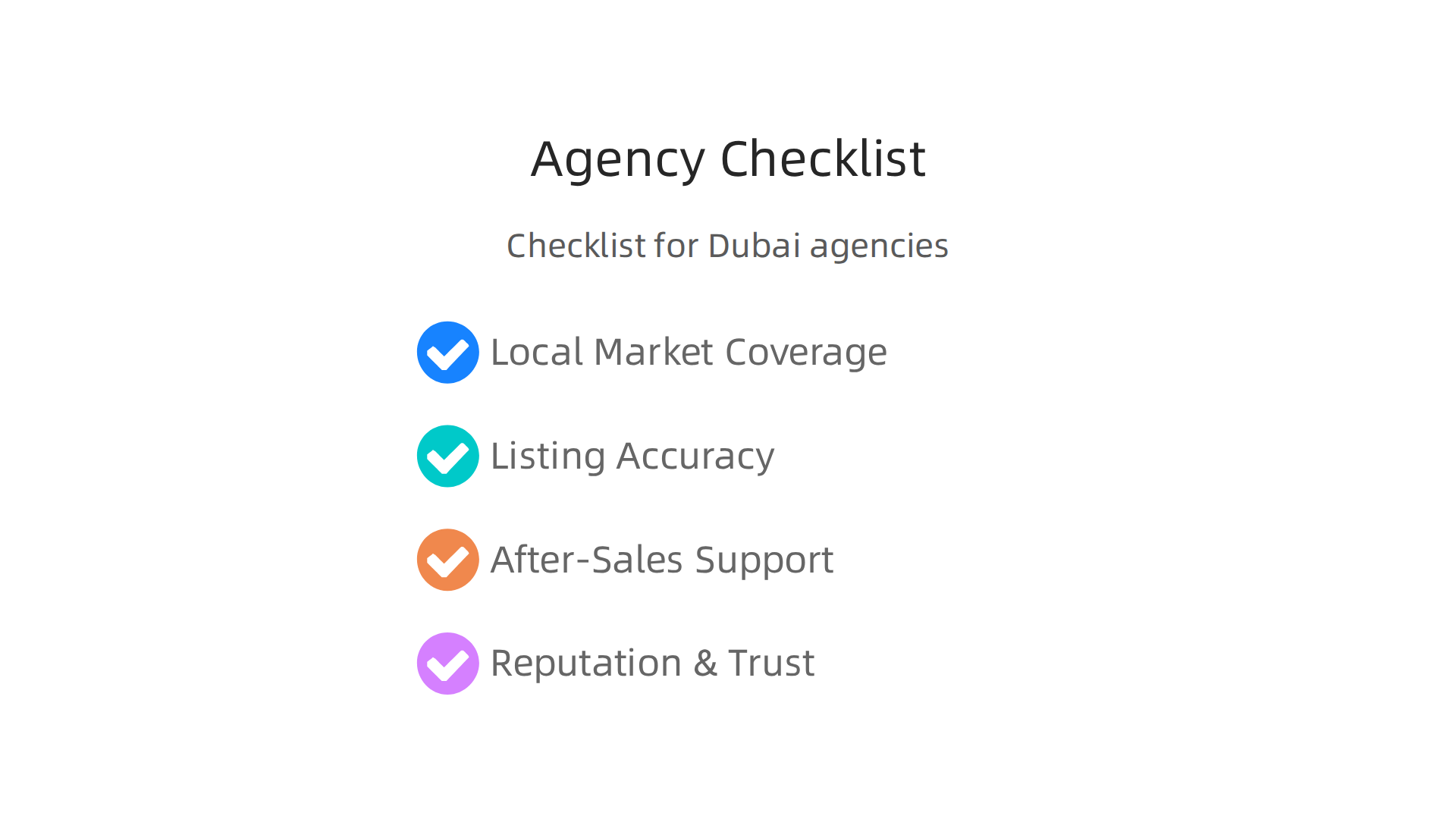 A checklist of essential factors to consider when selecting a real estate agency in Dubai.