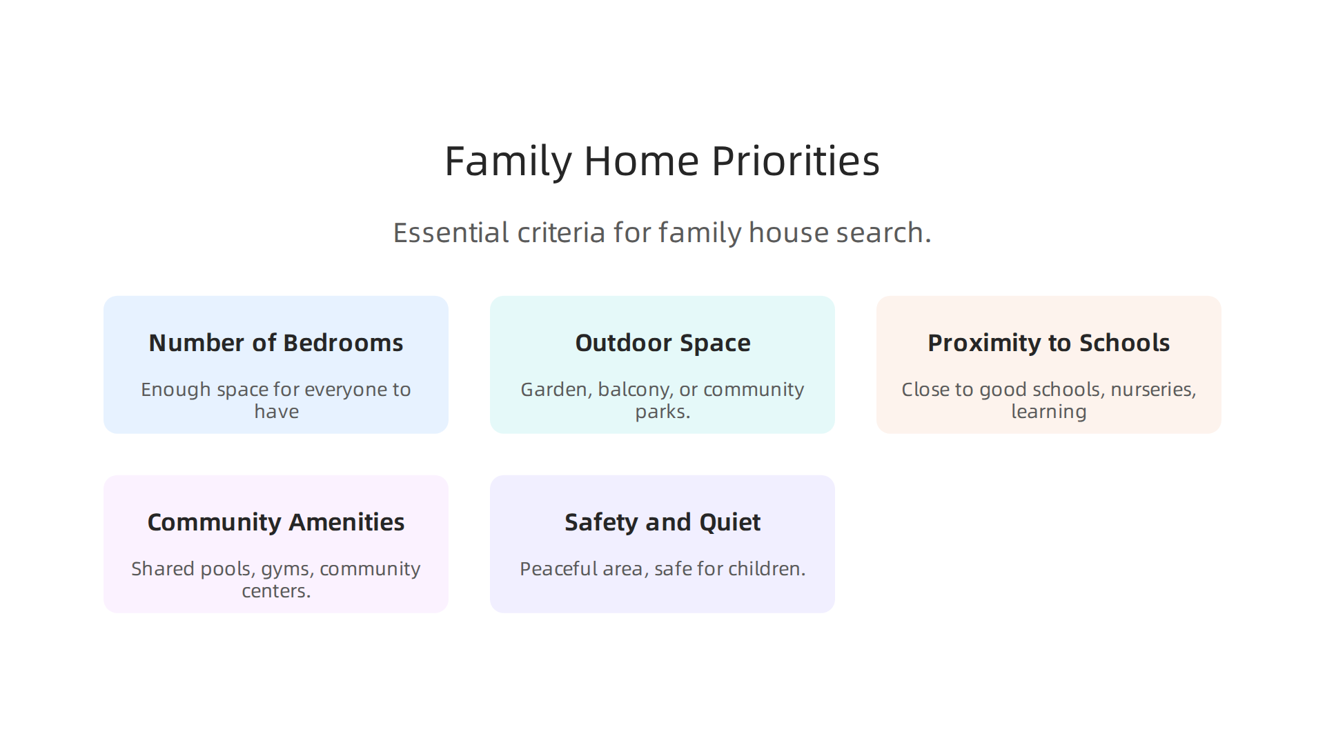 Essential criteria for families when searching for a house to buy in Dubai.