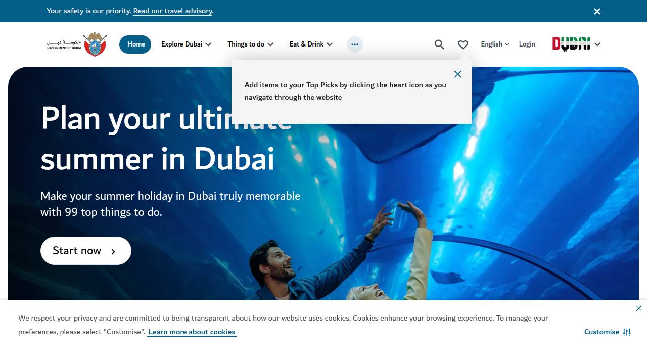 Explore the official tourism website for Dubai, a comprehensive resource for attractions, events, and neighborhood guides.