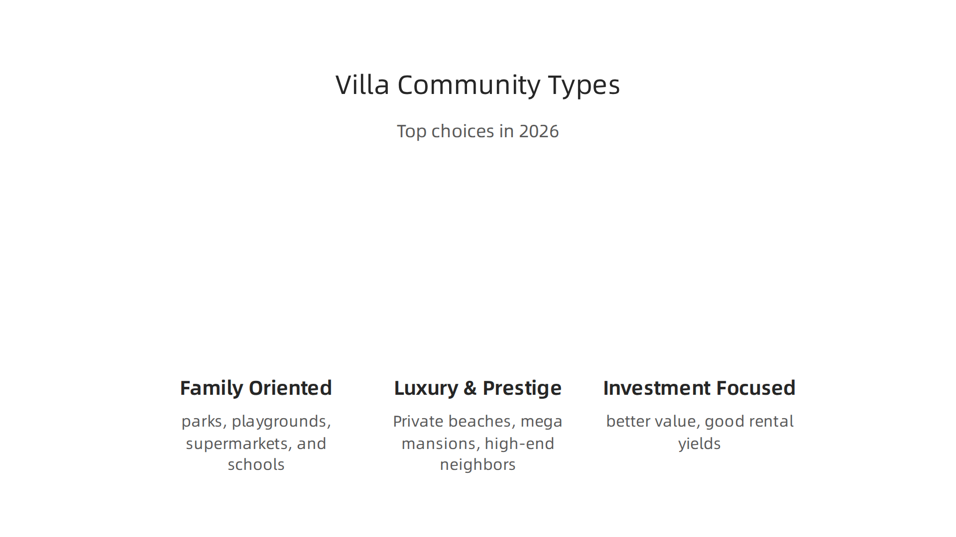 Understanding the distinct focus of Dubai's top villa communities helps in choosing the right neighborhood.