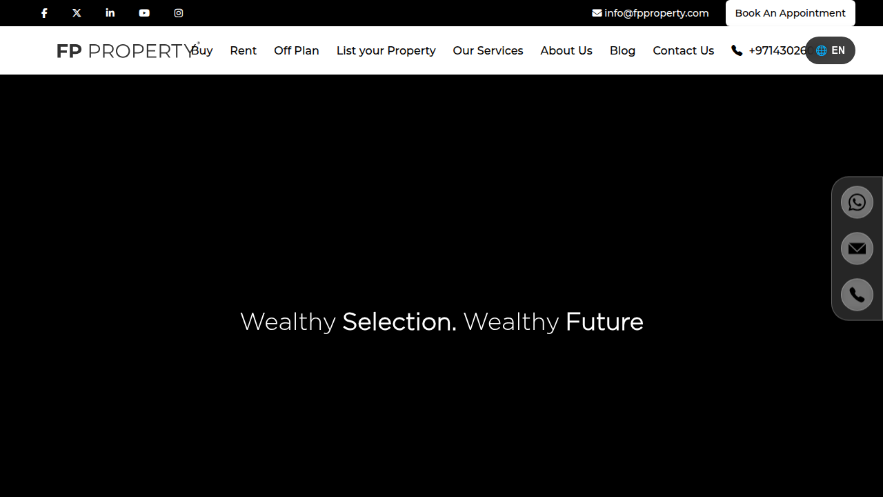Footprint Real Estate Dubai's homepage, showcasing their property registration services and market presence.