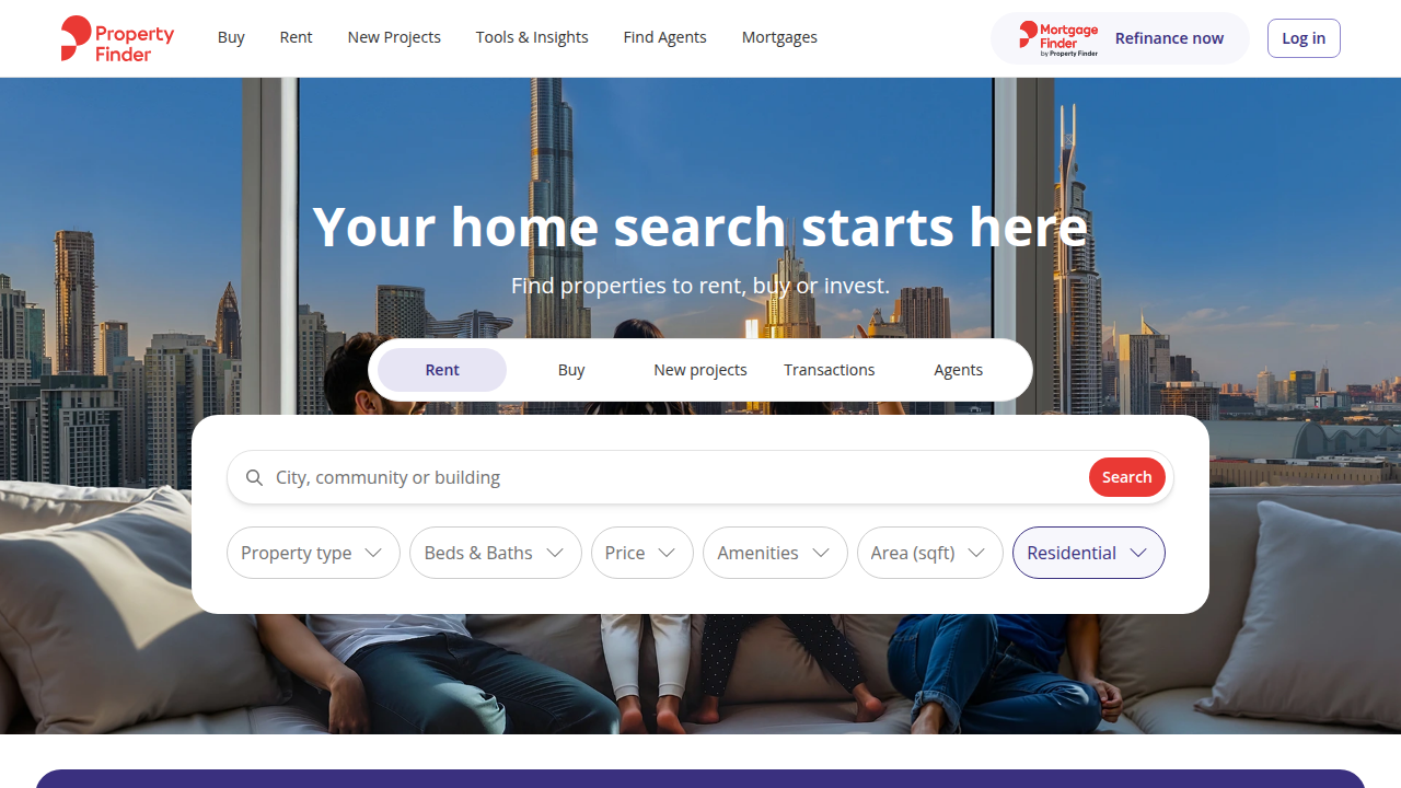 Property Finder UAE, a leading portal for searching properties and verifying agencies in the region, as mentioned in the article.